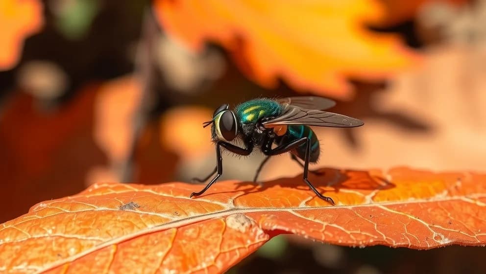 Flugor regnbåge höst när insekterna skiftar färg